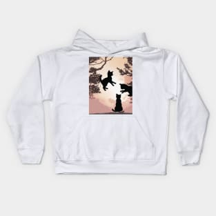 Kittens Shadow Silhouette Anime Style Collection No. 38 Kids Hoodie